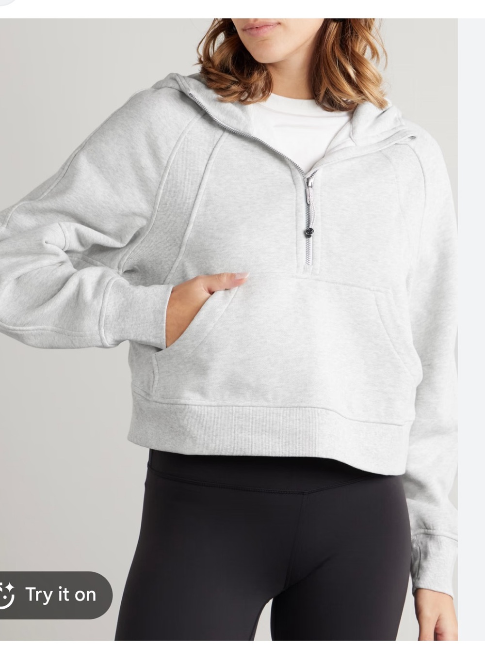 Lululemon Light Grey Scuba Cropped Hoodie | M/L